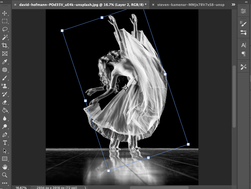 A photo of a dancer in adobe photoshop.