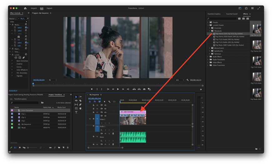 A screen shot of the video editor in adobe premiere.