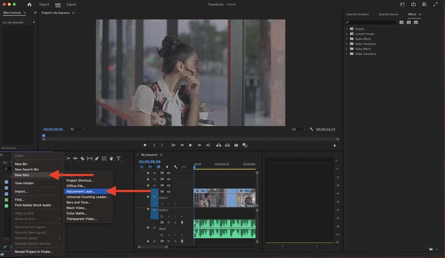 A screen shot of the video editor in adobe premiere.