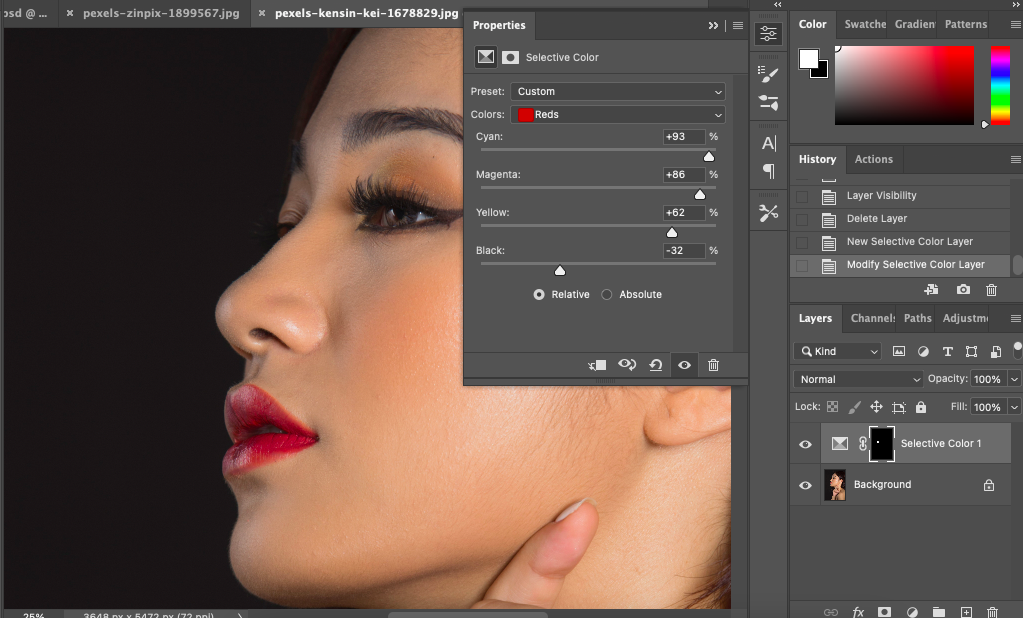 A woman's face in adobe photoshop.