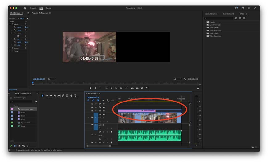 A video editor with a red circle in the middle of the screen.