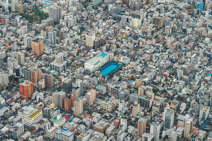An aerial view of the city of tokyo.