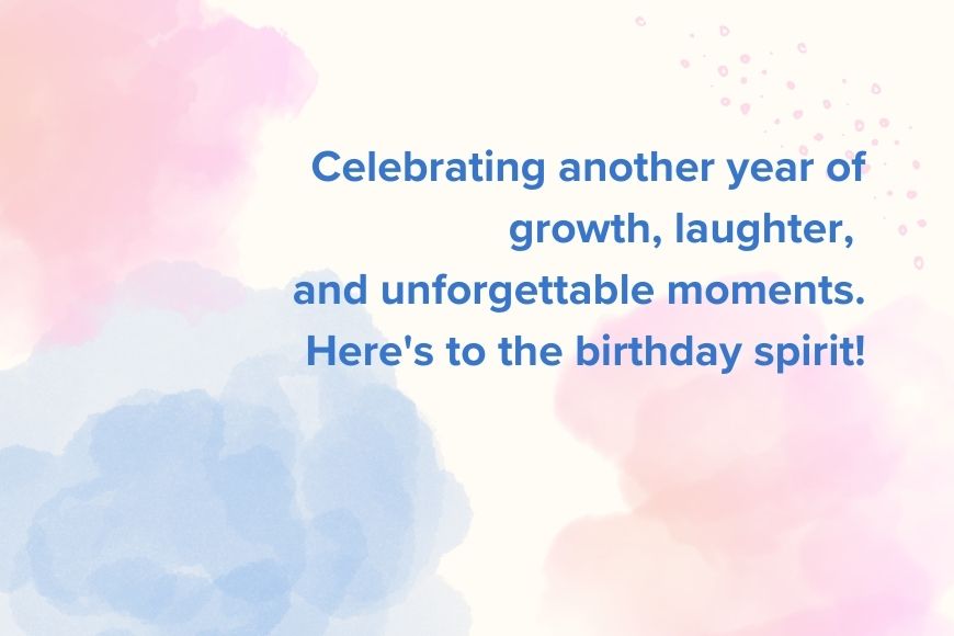 A birthday card with the words celebrating another year of growth, laughter, and unforgettable moments.