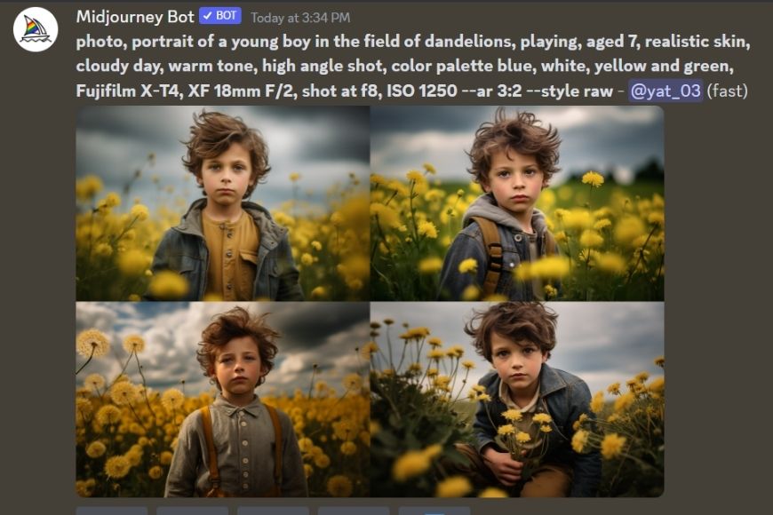 A photo of a young boy in a field of yellow dandelions.