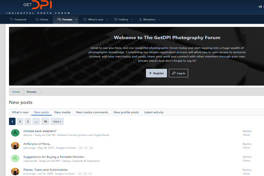 A screen shot of the gsi photography website.