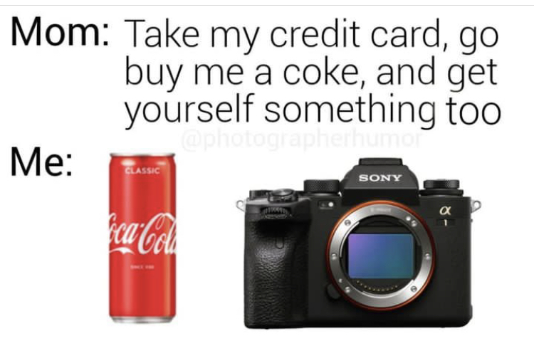 A coca cola and a credit card with the words, make my credit card go buy me a coke and buy yourself something.