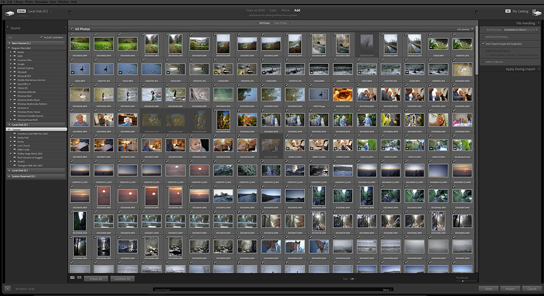 A screen shot of the photo gallery in Adobe Lightroom.