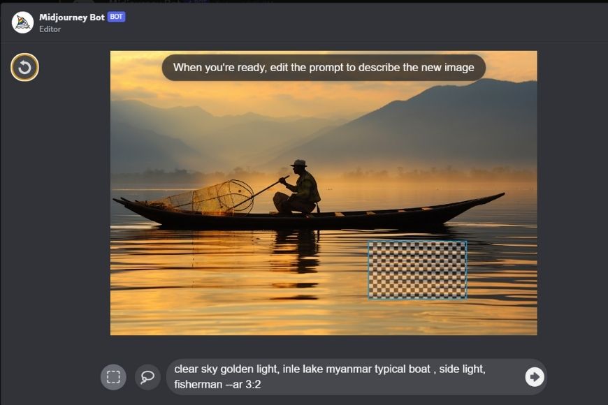 A photo of a man in a boat on the water.