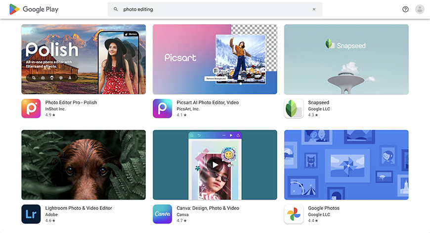 A screen shot of the google play store.