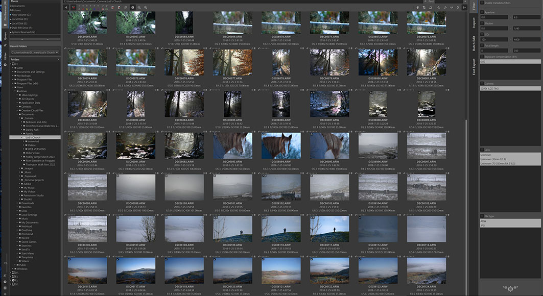 A screen shot of a photo editor with a lot of pictures.