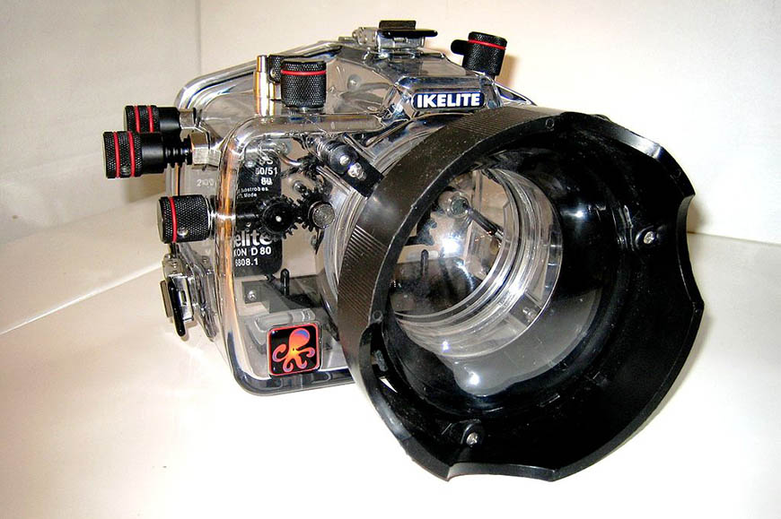 A camera with a lens attached to it.