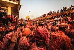 Holi festival in varanasi, uttar pradesh, india.