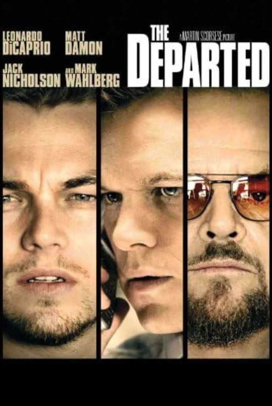The depart movie poster with three men.
