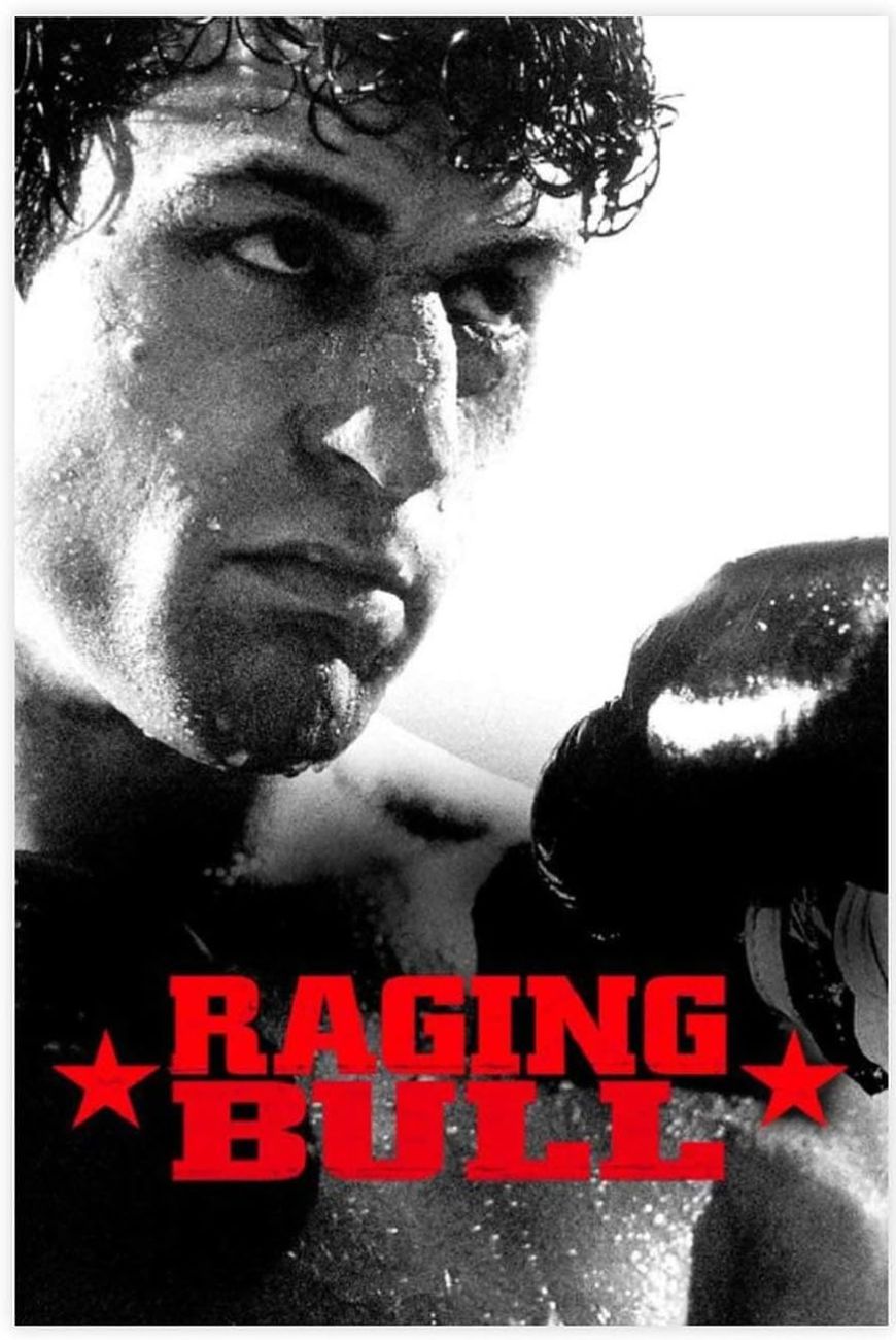 A poster with the words raging bull on it.