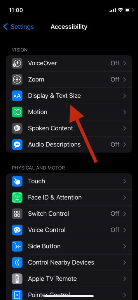 How to change the text size on the apple watch.