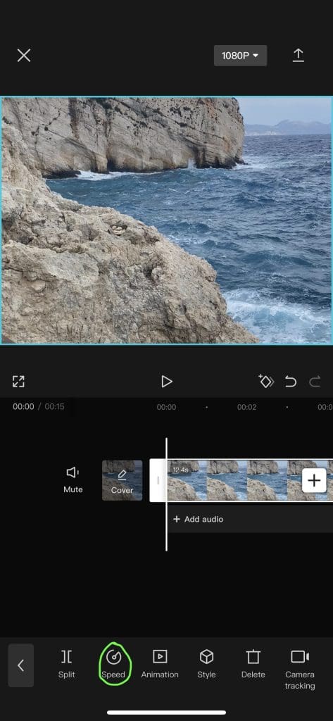 A video editor on an ipad with an image of a beach.