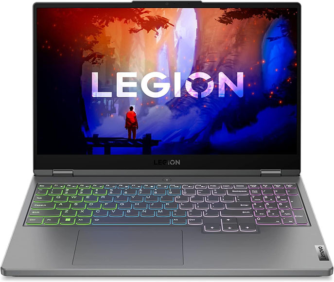 The lenovo legion laptop is shown on a white background.