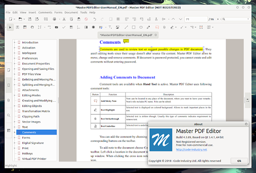 A screen shot of a Master PDF Editor 4 document on a computer screen.