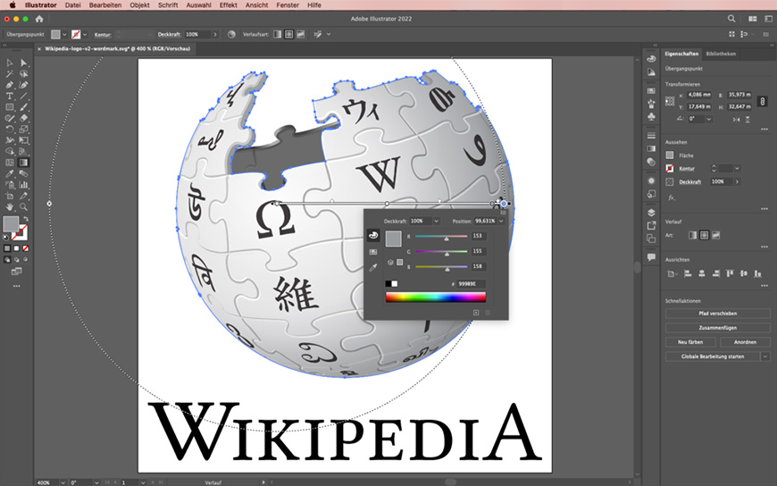 Wikipedia logo in adobe illustrator.