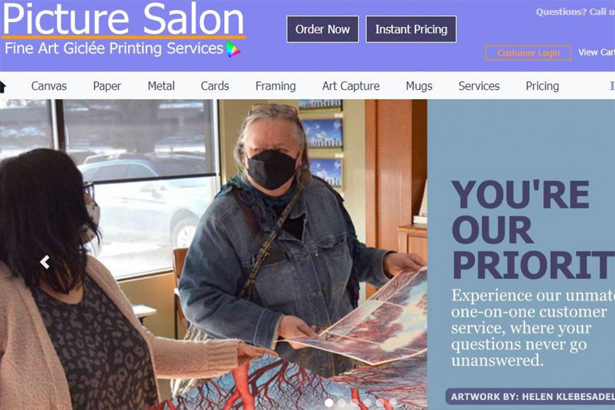 A picture salon website with a picture of a woman and a man.
