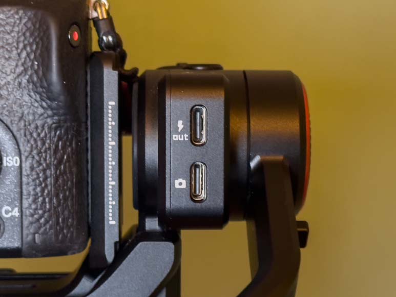 A camera with a usb port attached to it.