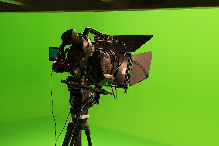 A green screen video camera in a studio.