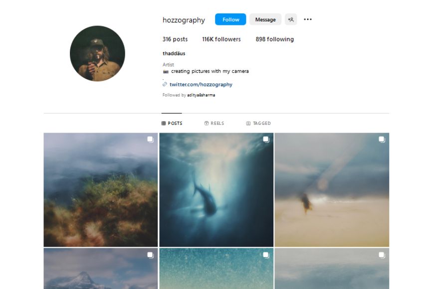 The instagram account of a photographer.