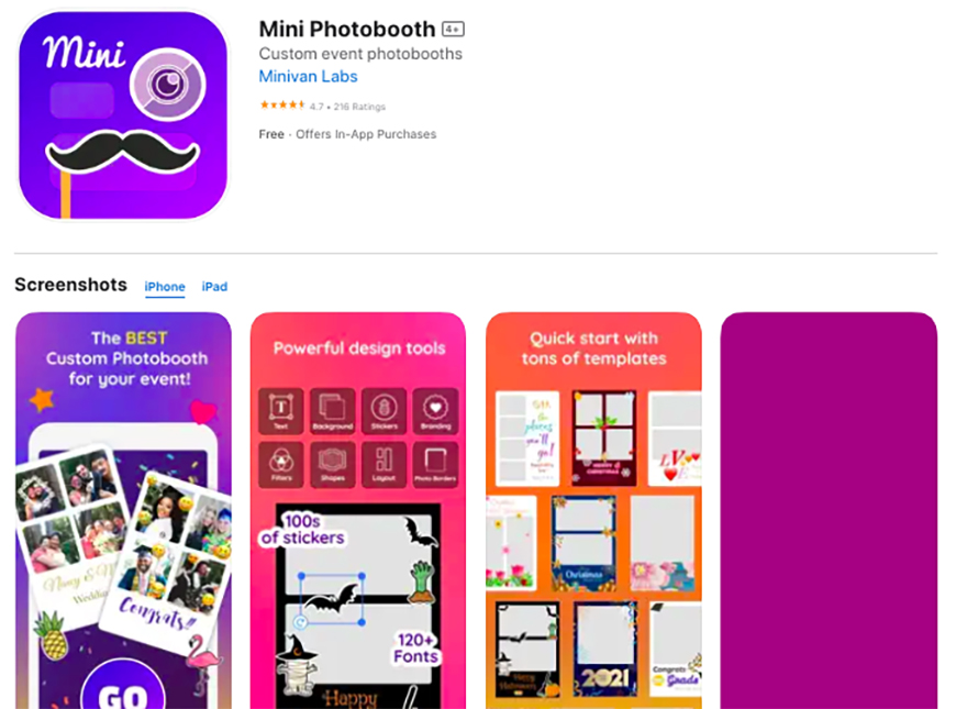 Mini photobooth ios app screenshots.