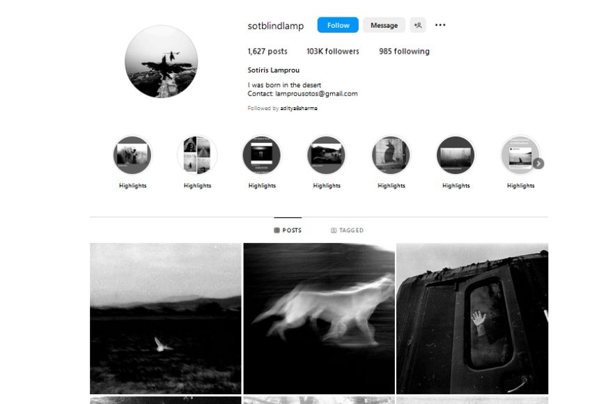 A black and white image of a instagram page.
