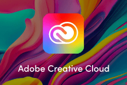 Adobe creative cloud logo on a colorful background.