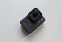 GoPro camera against white background