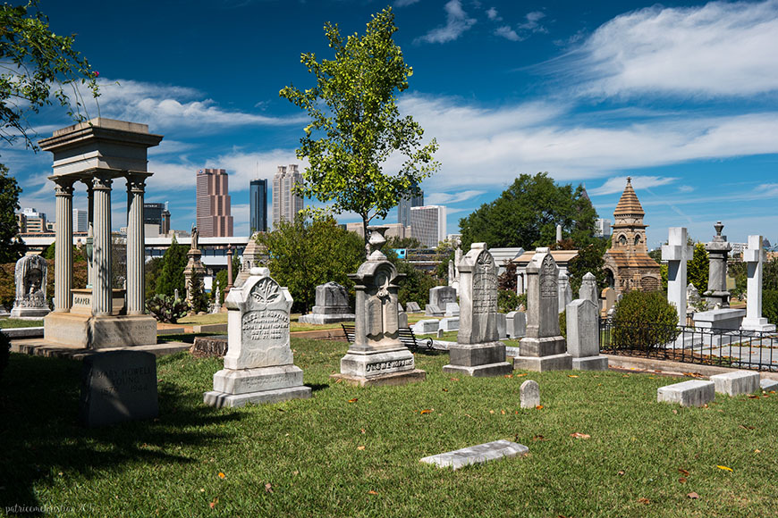 A group of gravestones in a cemetery.