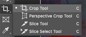 Crop tool in adobe photoshop.