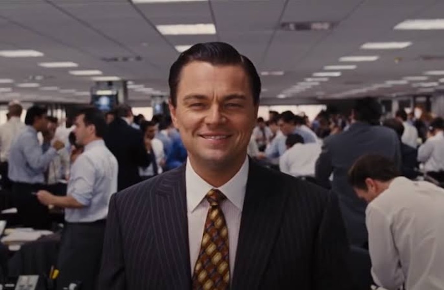 Leonardo dicaprio in the wolf of wall street.