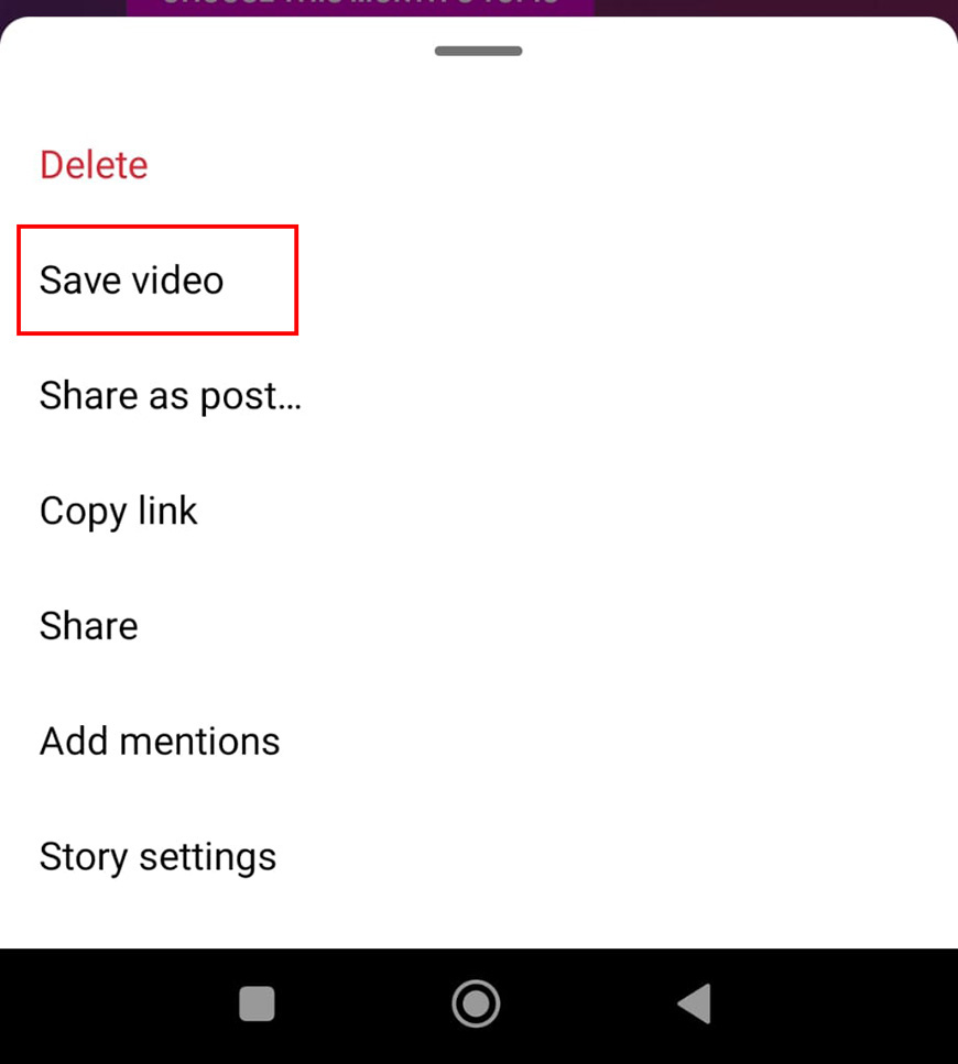 Save video on Instagram