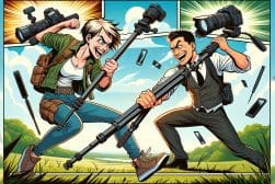 A comic book cover with two people holding guns.
