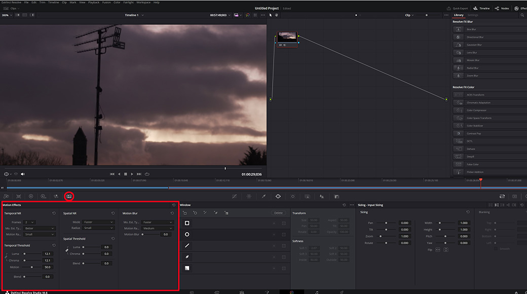 A screenshot of DaVinci Resolve's Motion Effects settings