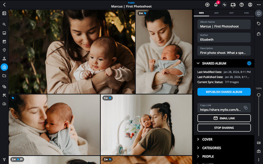 A screen shot of a photo editor with a baby in it.