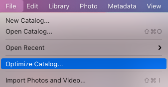 Optimizing catalogs in iphoto.