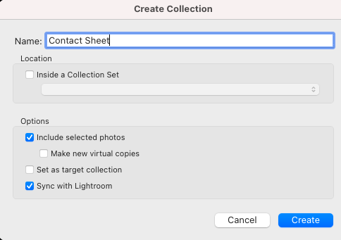 Create a collection in adobe lightroom.