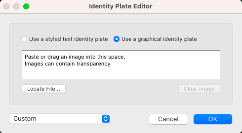 Mac os x identity plate editor.