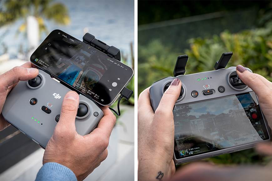 Whichever controller you choose, you'll get the same software experience. The DJI RC 2 simply adds a few quality of life improvements that make flying a little more convenient.