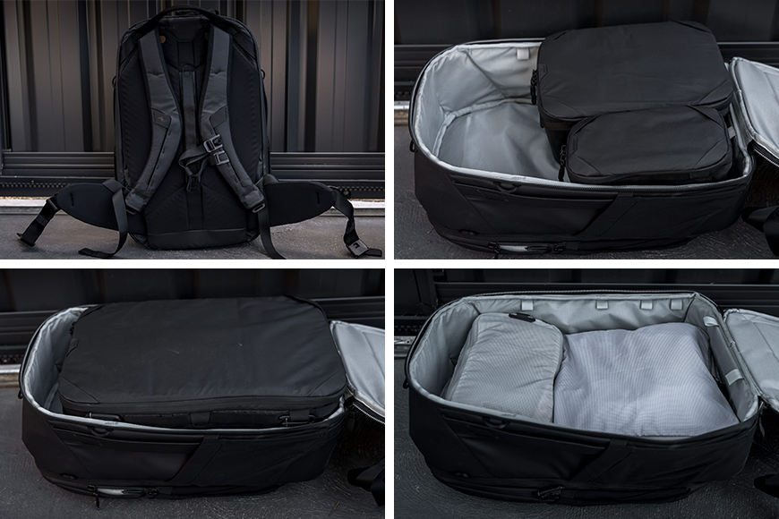 There's plenty of space inside the Base Pack. Its large, deep main compartment can be loaded with a combination of Camera Cubes and Packing Cubes, with enough capacity to stack some configurations in two layers. Stowable padded waist belts also help distribute the load more comfortably when carrying heavier gear.