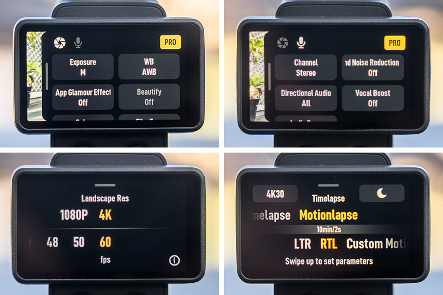 Multiple settings on the Osmo Pocket 4 can be changed on the move, with everything only a simple swipe or tap away.