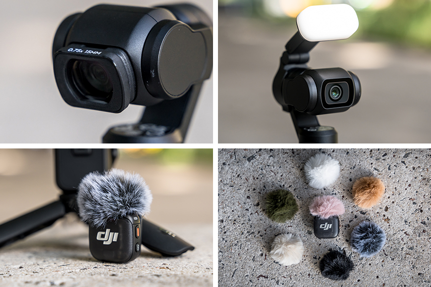 The Audio, Selfie, and Glow Bundles expand upon the Creator Combo with extra accessories. You can also dress up your Mic with extra Windshields!