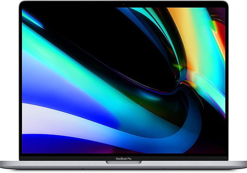 The apple macbook pro is shown on a white background.