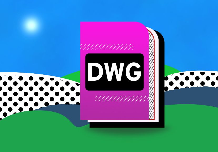 A pink book with the word dwg on it.