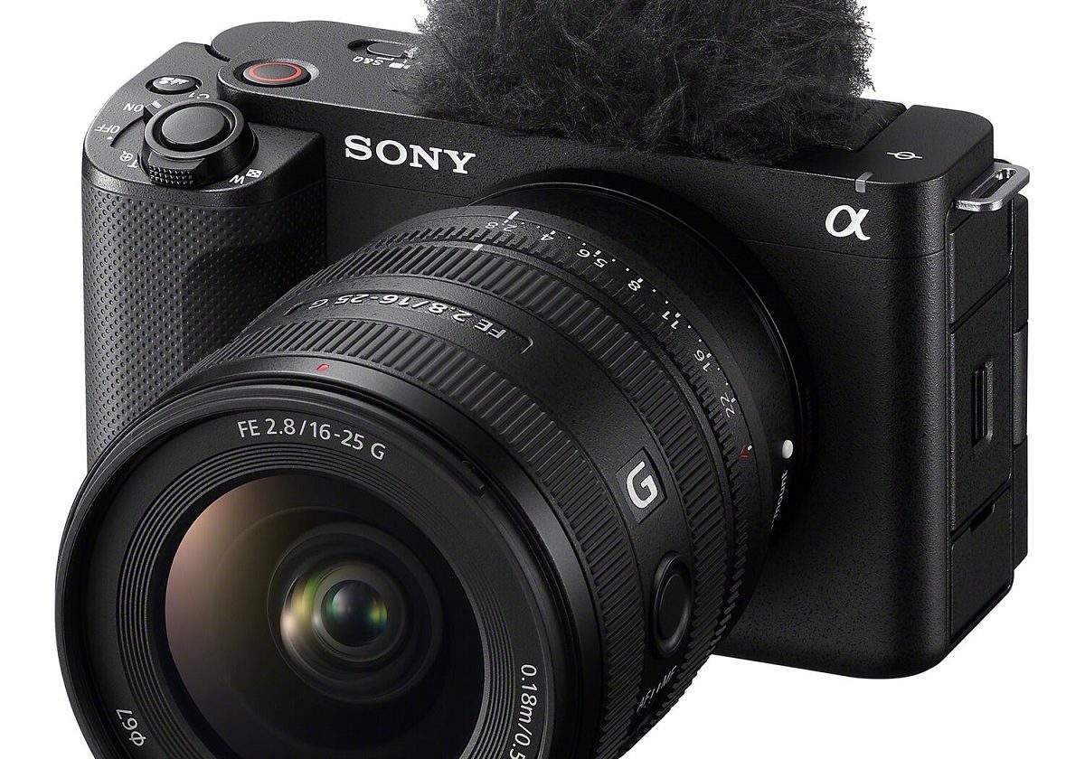 A sony α (alpha) mirrorless camera with the FE 16-25mm f/2.8 G lens