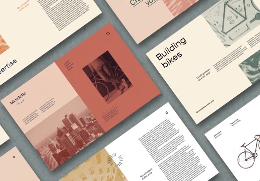 a set of brochures with different designs on them.