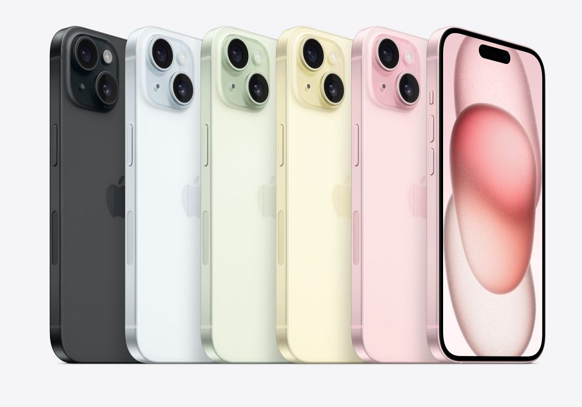 The iphone 15 is shown in different colors.